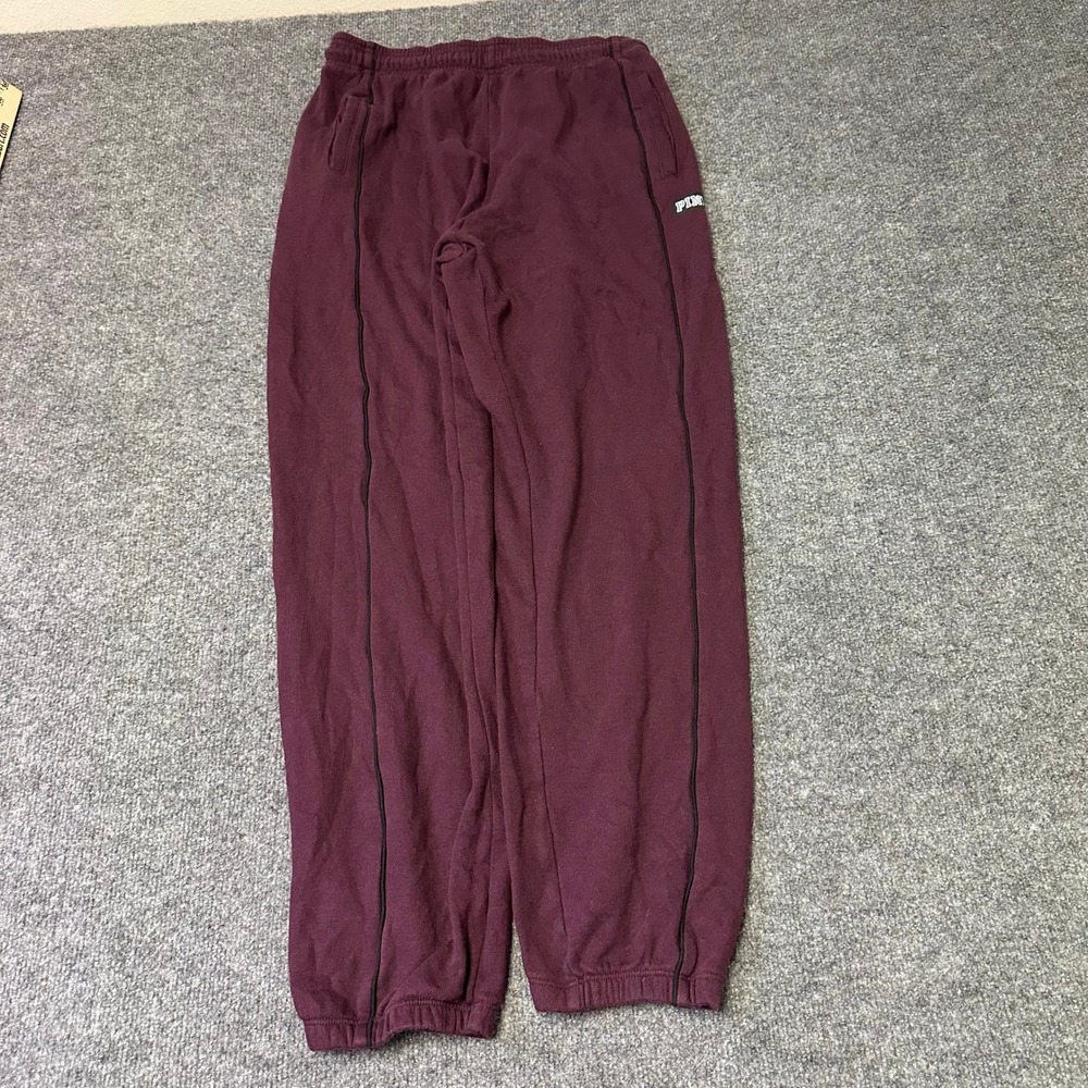 Pink Sweatpants Womens Size XS Maroon Joggers Elastic Waist Pockets Relaxed Fit